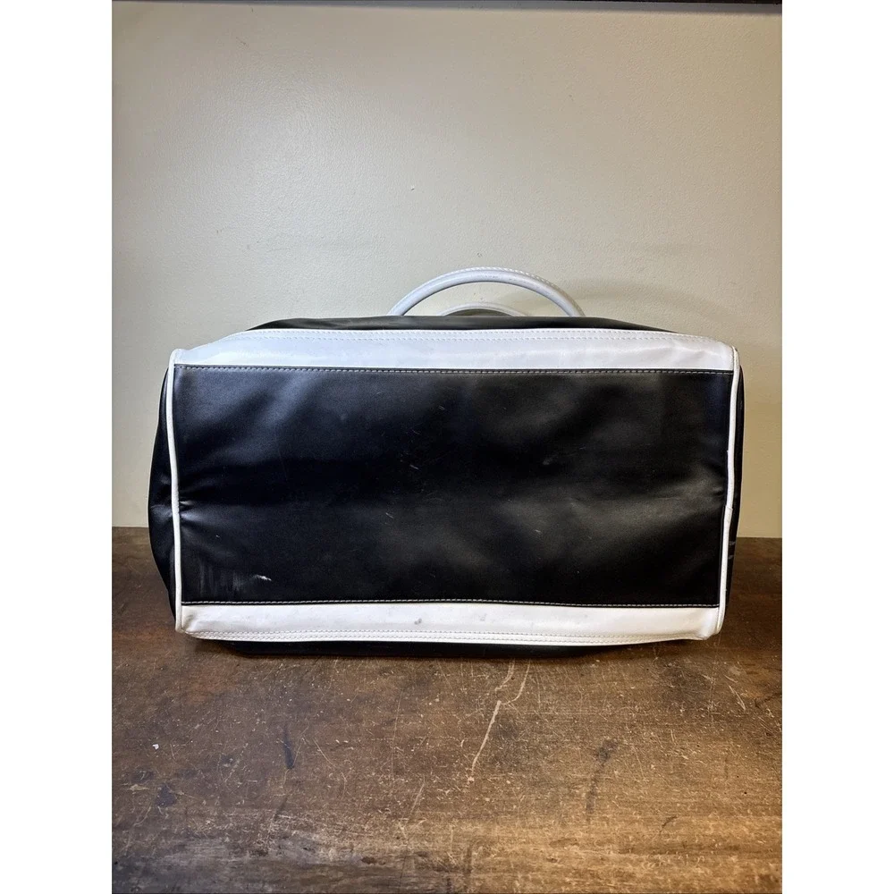 Vtg Y2K Monogram Duffel Bag 2 Handles Black White 